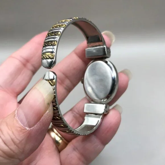 Geneva Silver & Gold-Tone Hinged Cuff Watch - Picture 5 of 7
